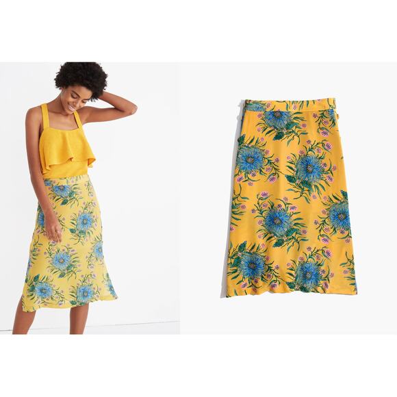 Madewell Dresses & Skirts - Madewell Silk Side-Button Painted Blooms skirt size 14 XL